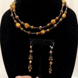 Robert Rose Vtg Honeycomb bead Neckless & Earrings
